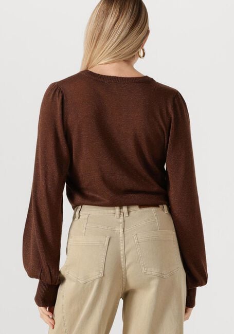 MINUS Haut LIVA METALLIC LONG SLEEVE en marron - large
