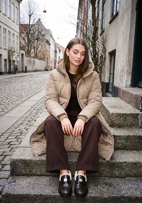 Beige WITHBLACK Gewatteerde jas WBLGLORIAN LONG PUFFER COAT - large
