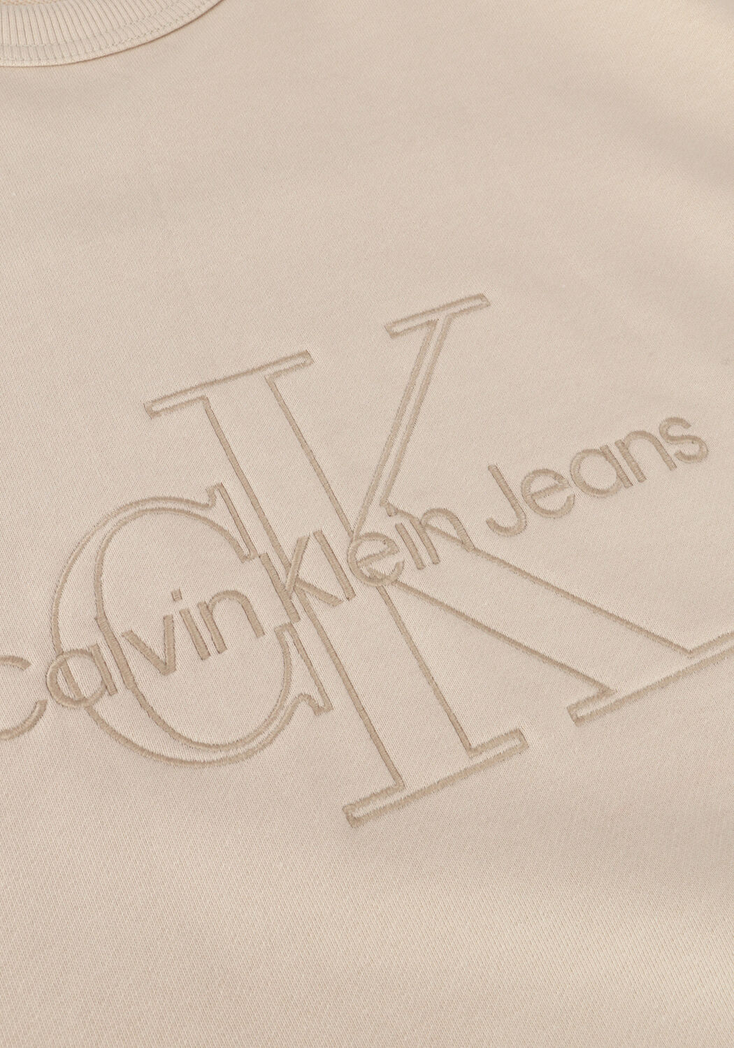 Beige CALVIN KLEIN Sweater MONOLOGO WASHED CREW NECK - large