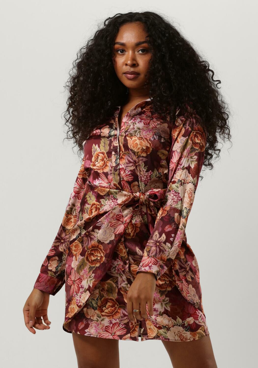 bruine guess mini jurk ls alya printed dress