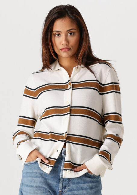 Creme SELECTED WOMEN Vest SLFTHEA LS KNIT BUTTON COLLAR NECK - large