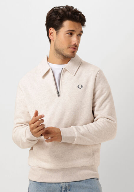 FRED PERRY Pull HALFZIP FLEECE BACK SWEATSHIRT Blanc - large