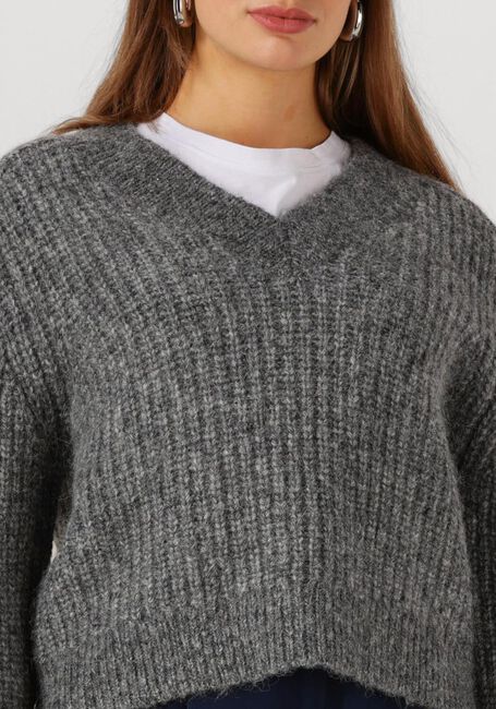 Grijze SELECTED WOMEN Trui SLFANJULI LS KNIT V-NECK - large