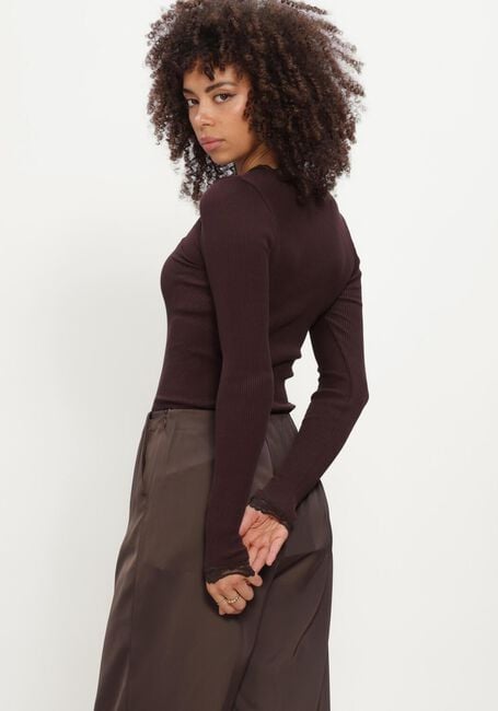 ROSEMUNDE Haut BABETTE SILK LS LACE en marron - large
