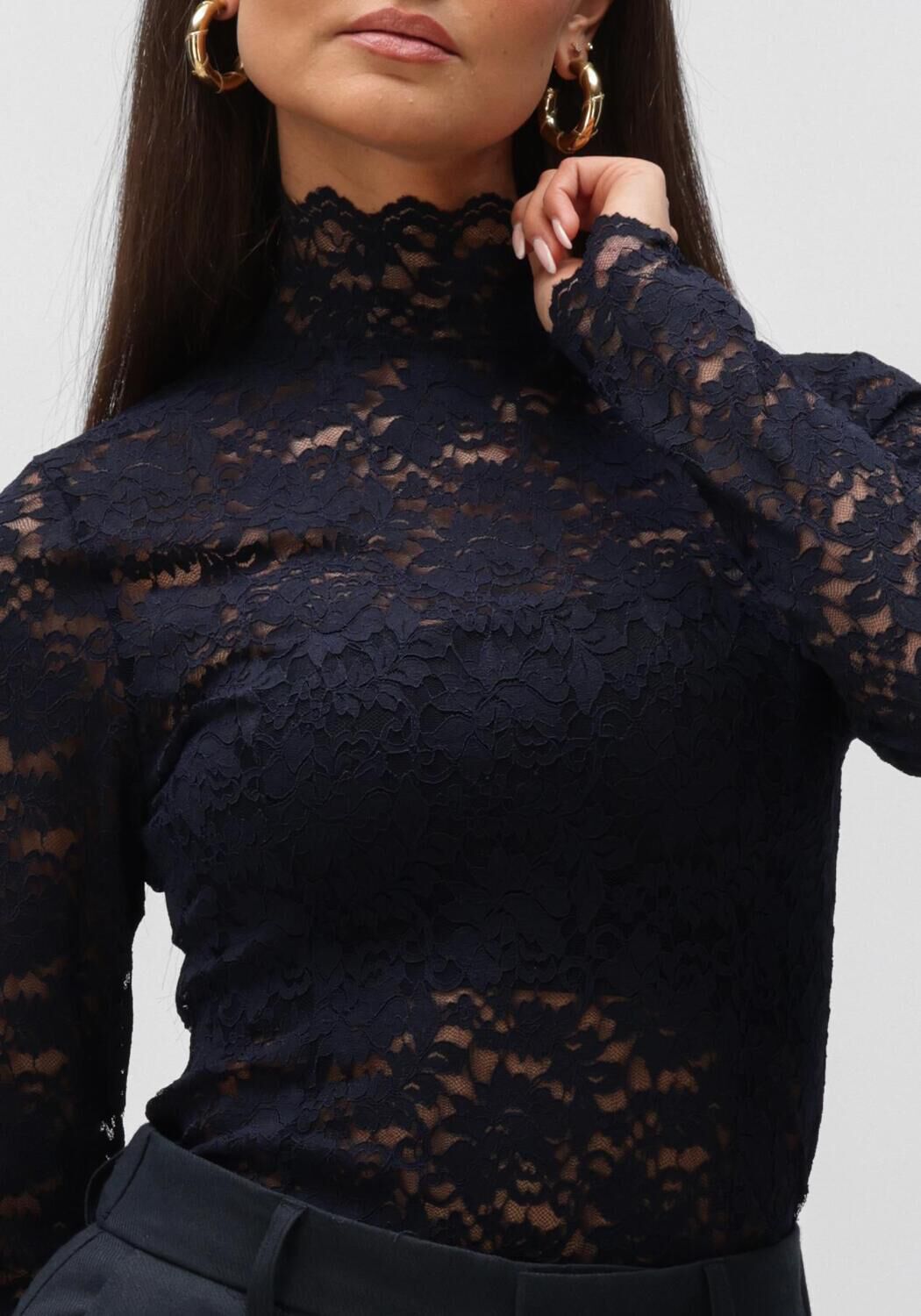 NEO NOIR Haut LIZA LACEFLOWER BLOUSE Bleu fonc&eacute; - large