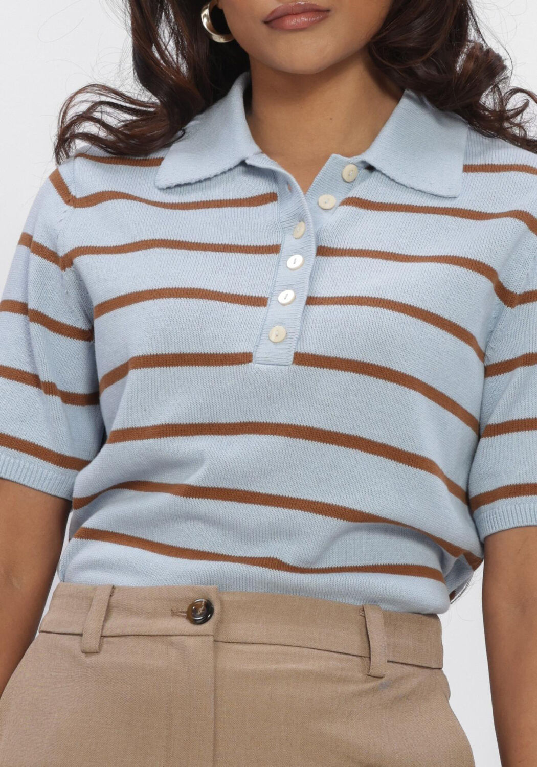 Multi MODSTR&Ouml;M Tops & T-shirts MALVAMD SS STRIPE POLO - large