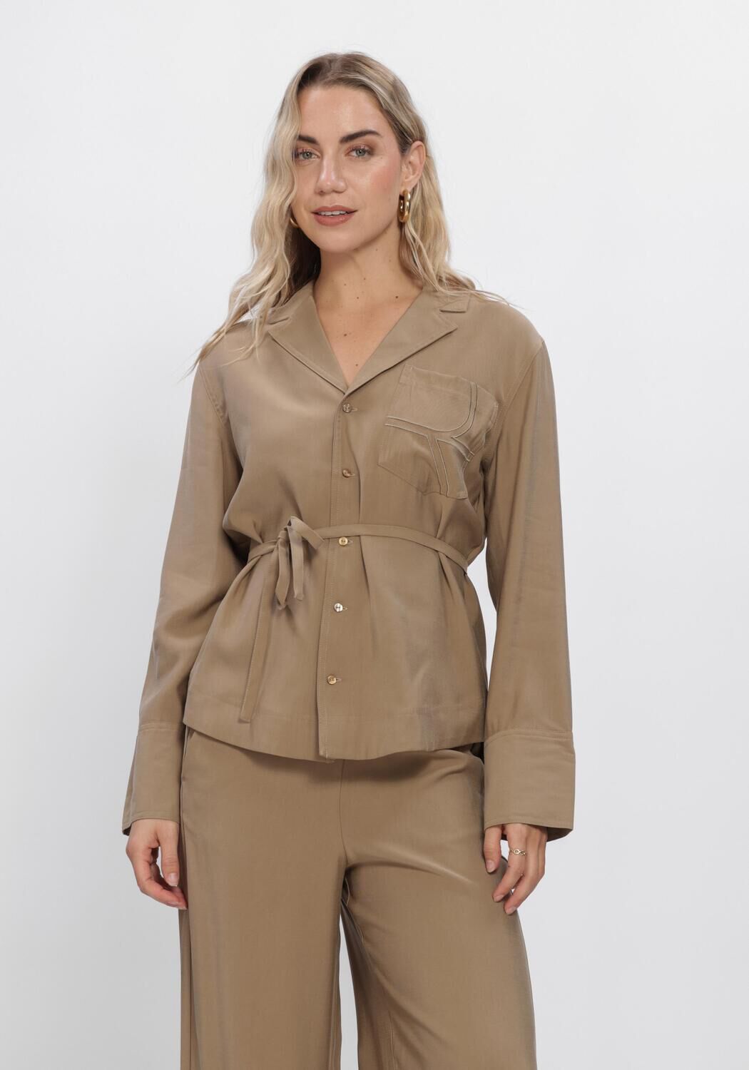 ROUGE EDIT ROUMELIA L/S OVERSIZED SHIRT Blouses Ocre - large