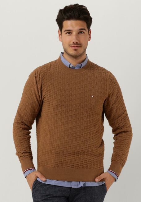 TOMMY HILFIGER Pull EXAGGERATED STRUCTURE CREW NECK en camel - large