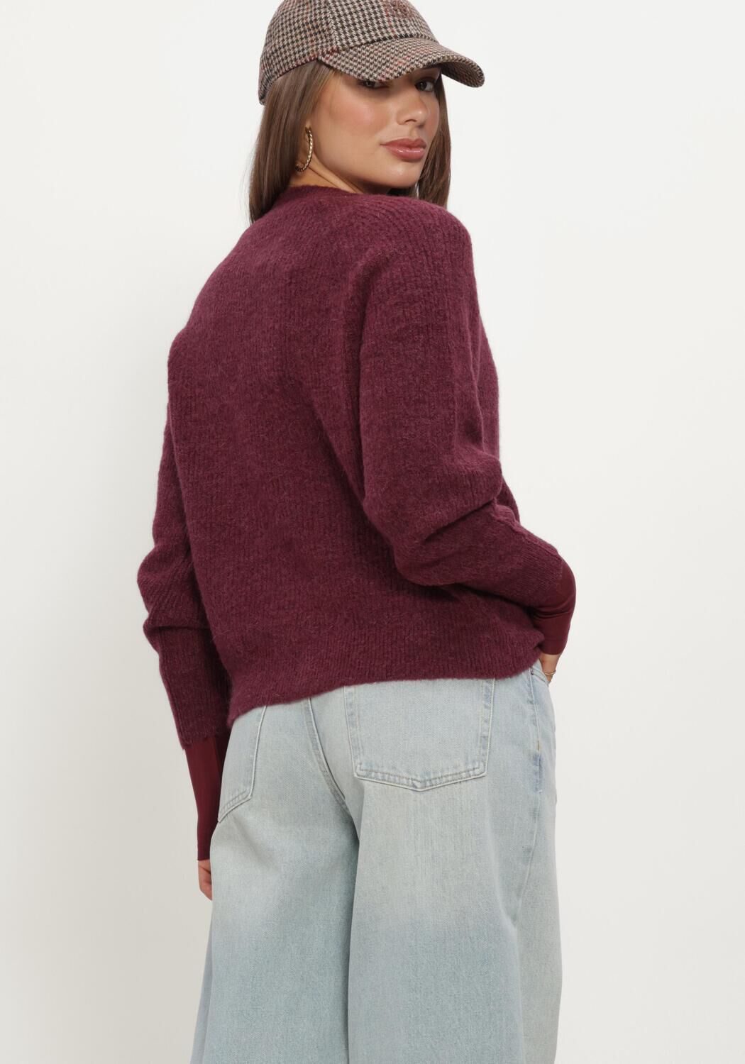 Bordeaux SELECTED WOMEN Trui SLFLULU LS KNIT SHORT CARDIGAN - large