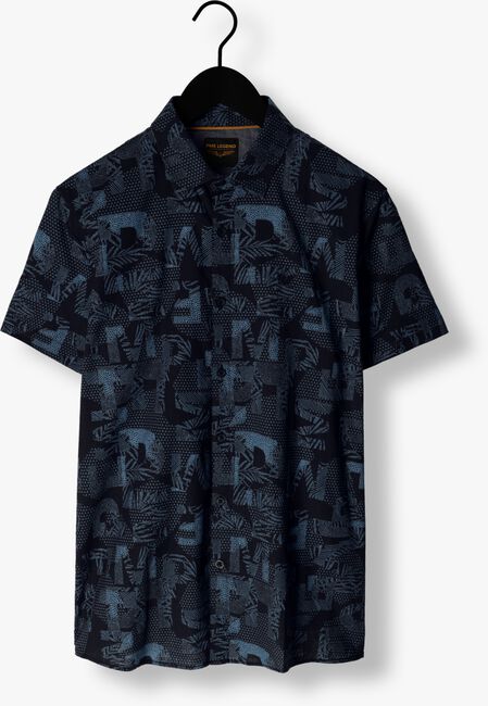 Donkerblauwe PME LEGEND Casual overhemd SHORT SLEEVE SHIRT PRINT ON CTN SLUB - large