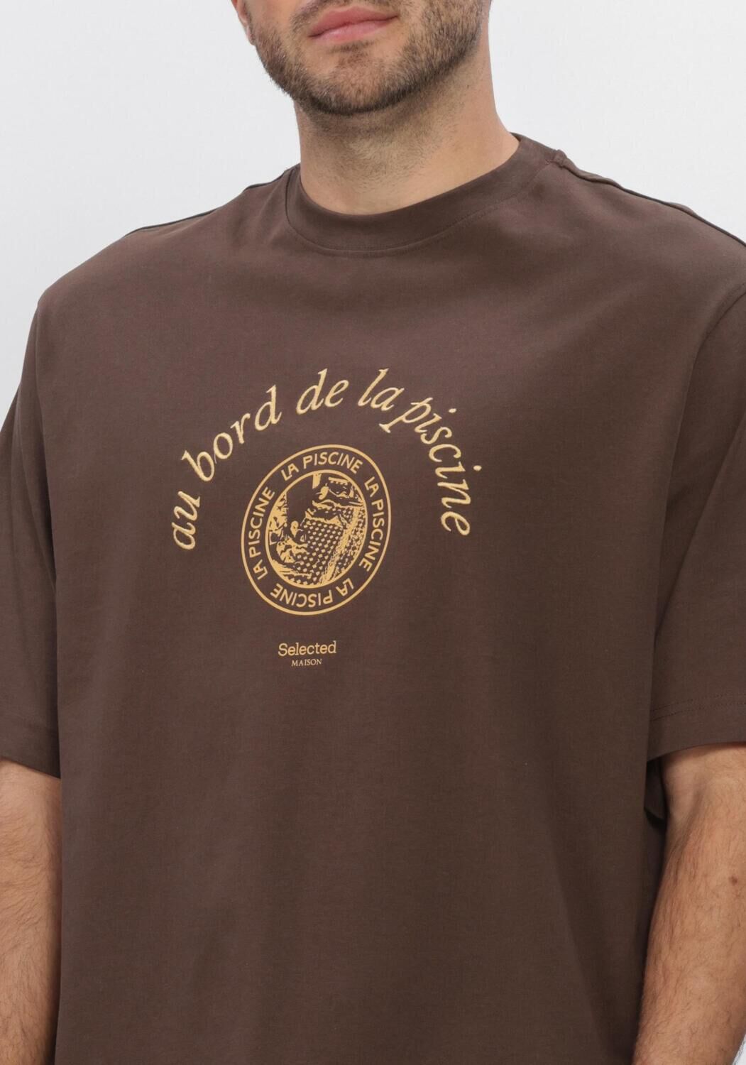 SELECTED MEN T-shirt LHBOXYNORMAN GRAPHIC SS O-NECK TEE en marron - large