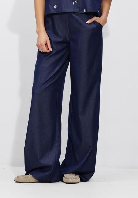 Donkerblauwe NUKUS Wijde broek KYLIE PANTS GLOSSY - large