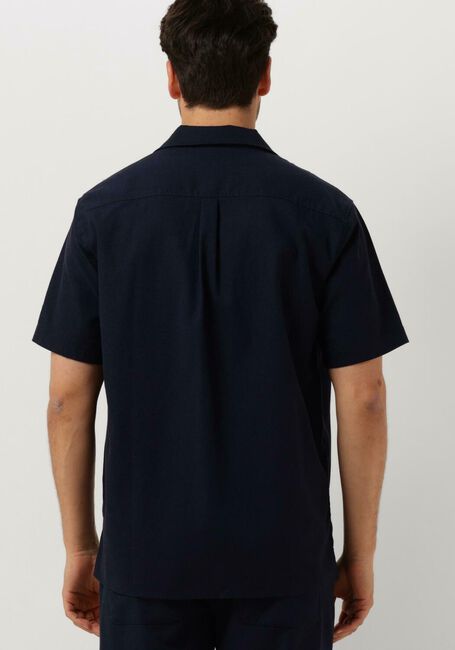 Donkerblauwe ANERKJENDT Casual overhemd AKLEO S/S COT/LINEN SHIRT - large