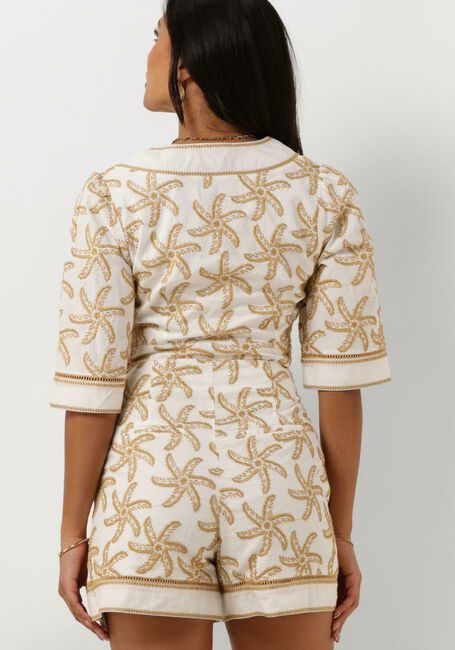 SCOTCH & SODA Haut EMBROIDERED LINEN CROP TOP en beige - large
