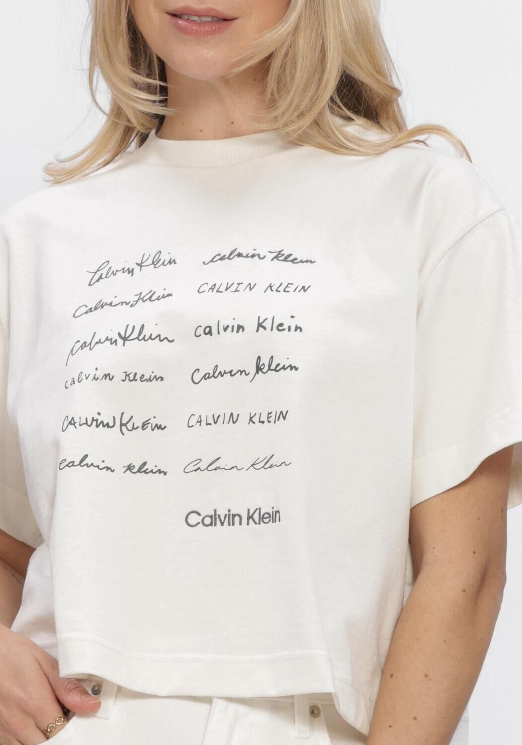 CALVIN KLEIN T-shirt SS CROPPED BOXY GRAPHIC TEE &Eacute;cru - large