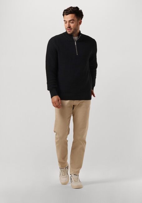 Zwarte SELECTED MEN Trui SLHTHIM LS KNIT STRUCTURE HALF ZIP - large
