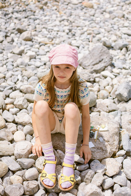 WANDER & WONDER T-shirt FLORAL KNIT TWIN SET Crème - large