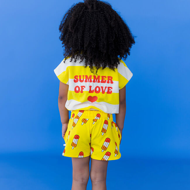 CARLIJNQ Haut STRIPES YELLOW - BALLOON TOP WITH EMBROIDERY en jaune - large