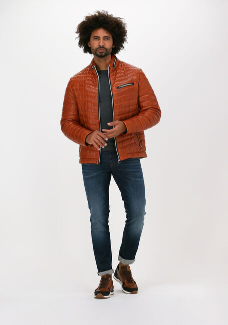 MILESTONE Veste en cuir DAMIANO en orange - large