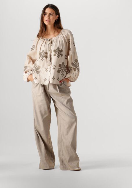 Beige SUMMUM  LONGSLEEVE TOP LINEN HEAVY EMBROIDERY - large