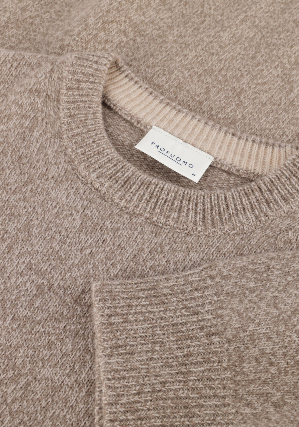 Beige PROFUOMO Trui PULLOVER CREW NECK WOOLBLEND - large