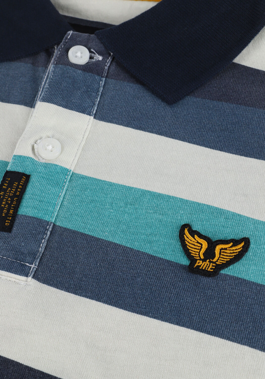 Blauwe PME LEGEND Polo SHORRT SLEEVE POLO WASHED JERSEY STRIPE - large