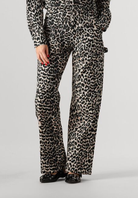 COLOURFUL REBEL Straight leg jeans TINSLEY LEOPARD DENIM WORKER PANTS en marron - large