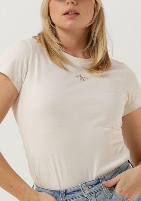 CALVIN KLEIN T-shirt MICRO MONOLOGO SLIM FIT TEE Blanc - large