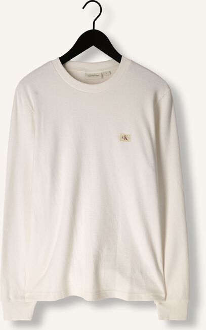 Witte CALVIN KLEIN Trui WOVEN LABEL WAFFLE LS TEE Witte CALVIN KLEIN Trui WOVEN LABEL WAFFLE LS TEE - large