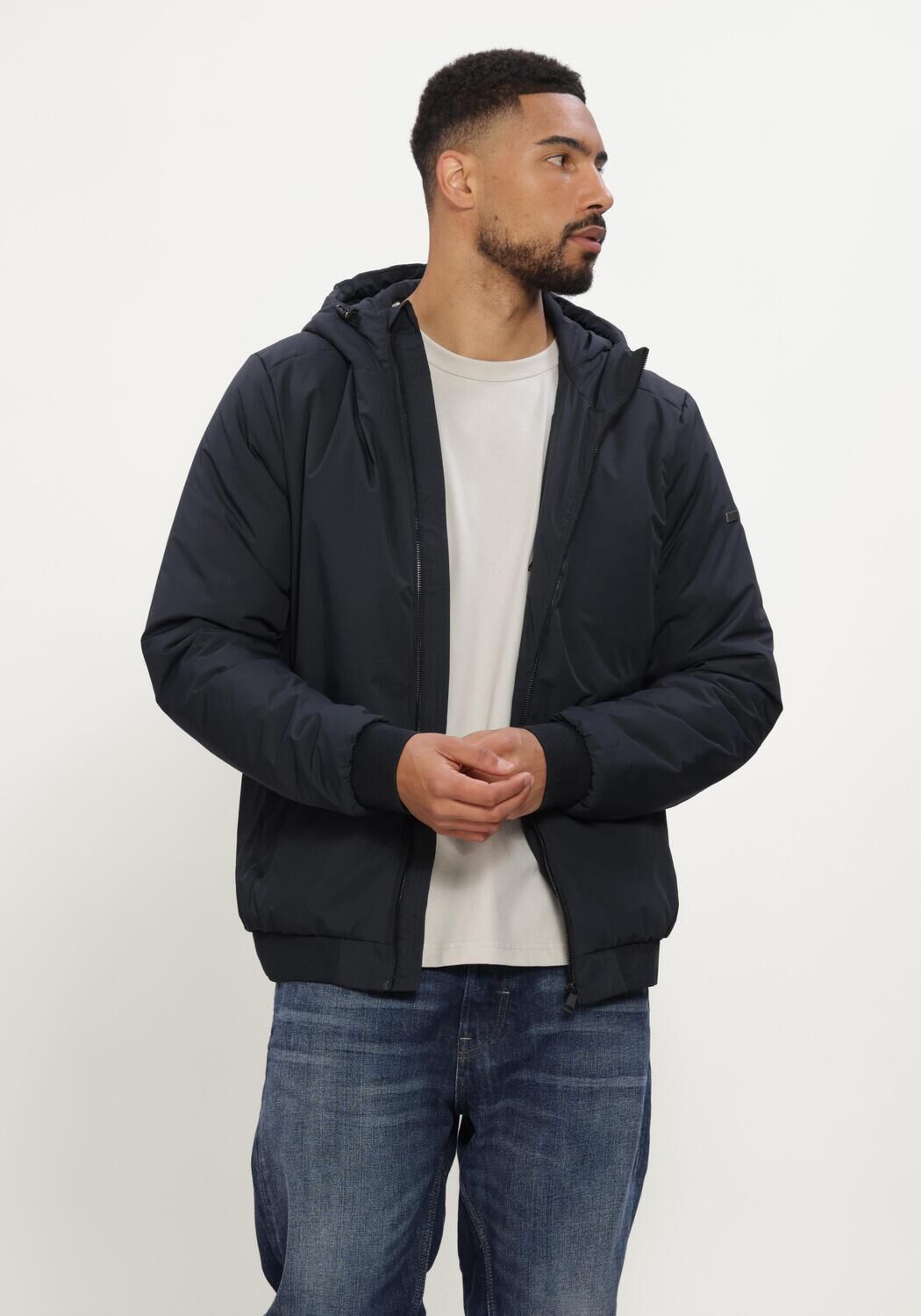 Donkerblauwe AIRFORCE Gewatteerde jas LARRY JACKET - large
