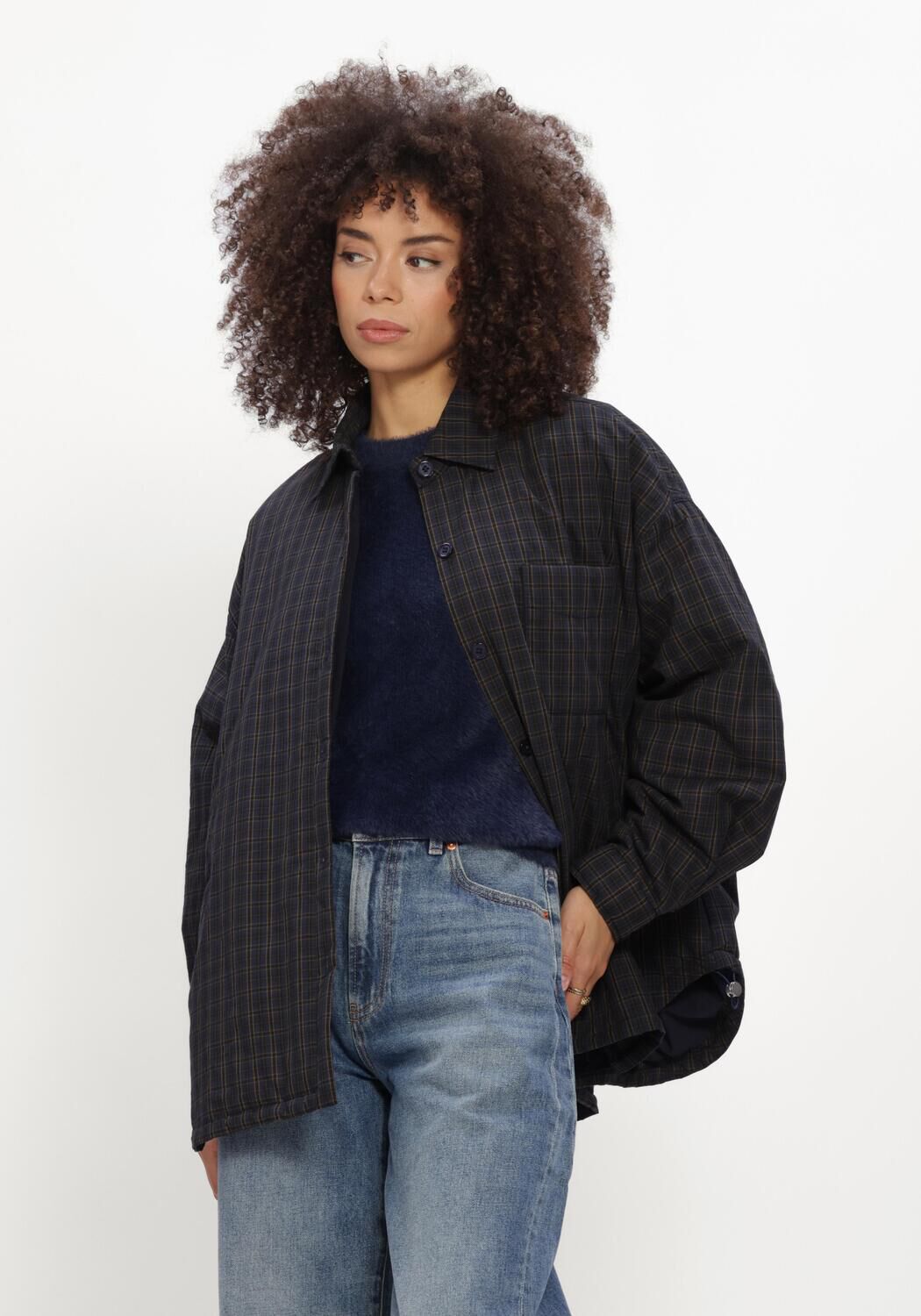CATWALK JUNKIE Blazer LIGHT PADDED CHECK JACKET Bleu fonc&eacute; - large
