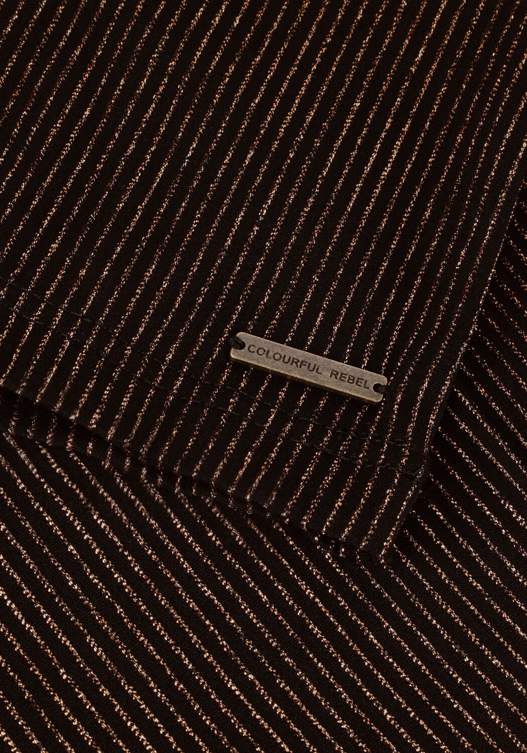Zwarte COLOURFUL REBEL Coltrui NEYO METALLIC STRIPE TURTLENECK TOP - large