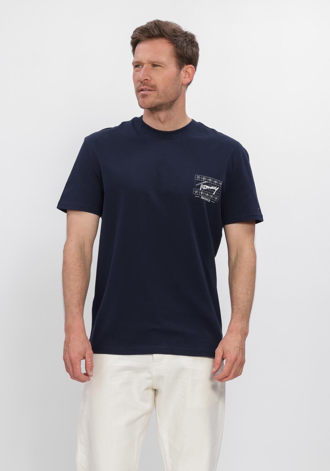 TOMMY JEANS Polo TJM REG SIGN FLAG SS TEE EXT Bleu fonc&eacute; - large