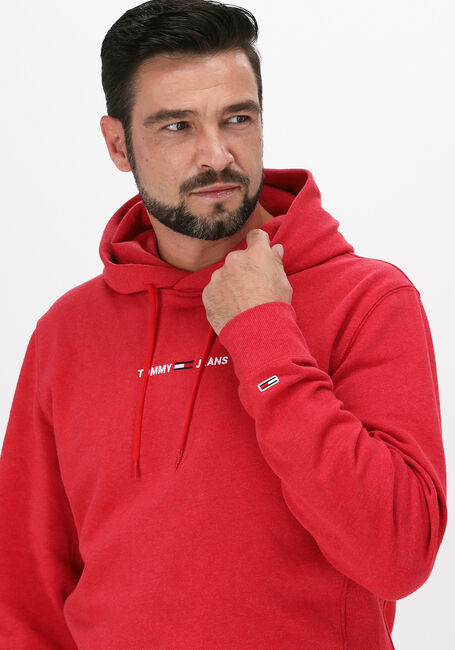 TOMMY JEANS Chandail TJM STRAIGHT LOGO HOODIE en rouge - large