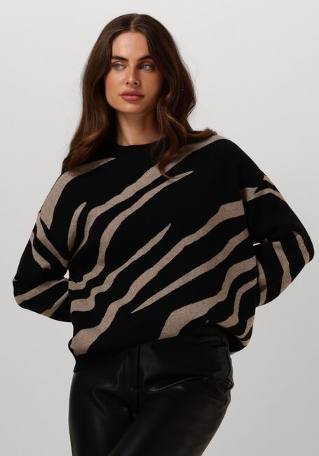 OBJECT Pull OBJRAY LO L/S KNIT PULLOVER AOP en noir - large