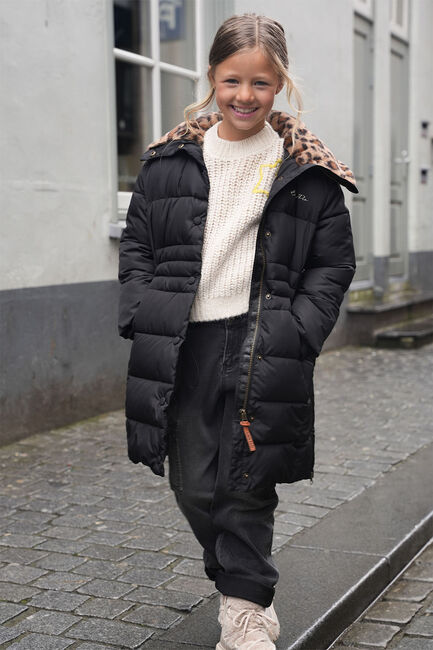 Grijze LIKE FLO Gewatteerde jas ABBY FLO GIRLS LONG FANCY HOODED JACKET - large