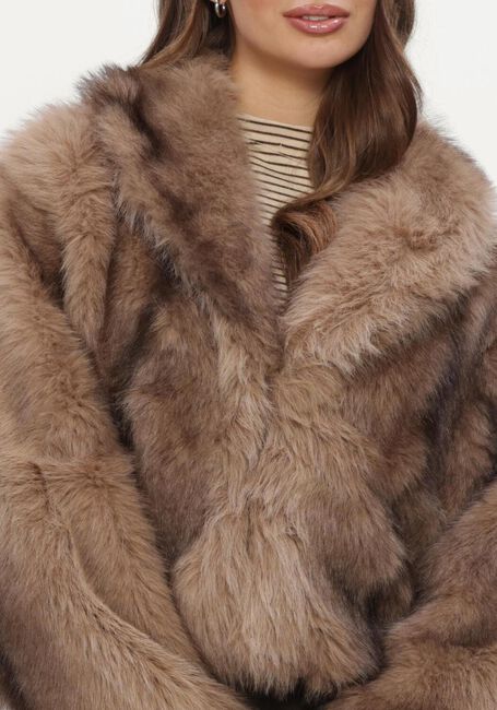 Bruine REFINED DEPARTMENT Faux fur jas LADIES WOVEN FAUX FUR JACKET LUKA - large