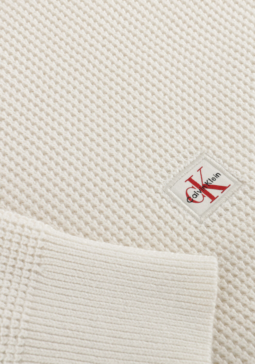 CALVIN KLEIN Pull LS EZ COTTON WAFFLE CREWNK SWTR 9 &Eacute;cru - large