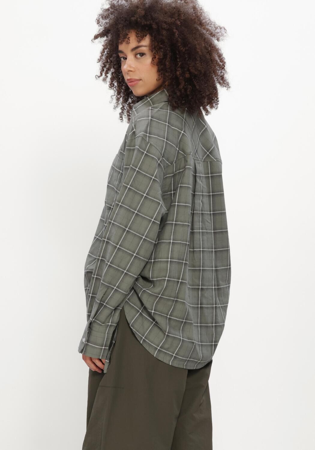 Groene CATWALK JUNKIE  CHECK BLOUSE - large