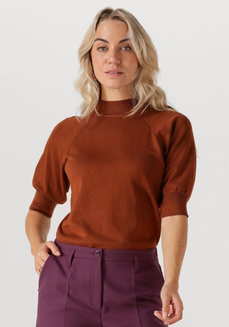SUMMUM Pull SHORT SLEEVE SWEATER SOFT VISCOSE POLYAMIDE KNIT en marron - large