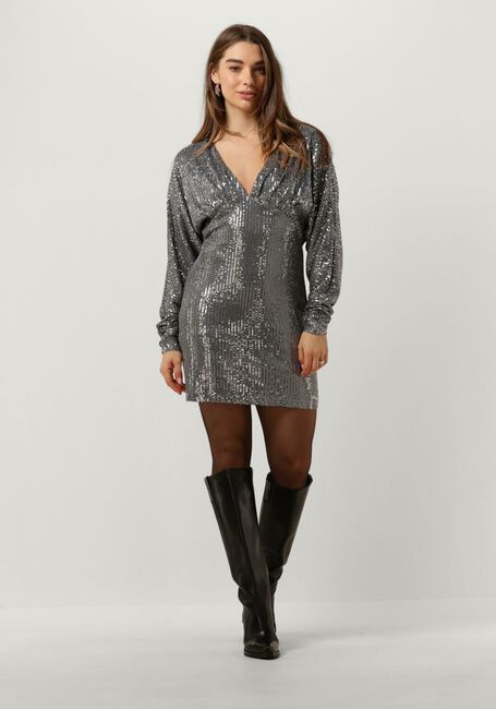 COLOURFUL REBEL Mini robe BELLE SEQUINS DEEP V-NECK MINI DRESS en argent - large