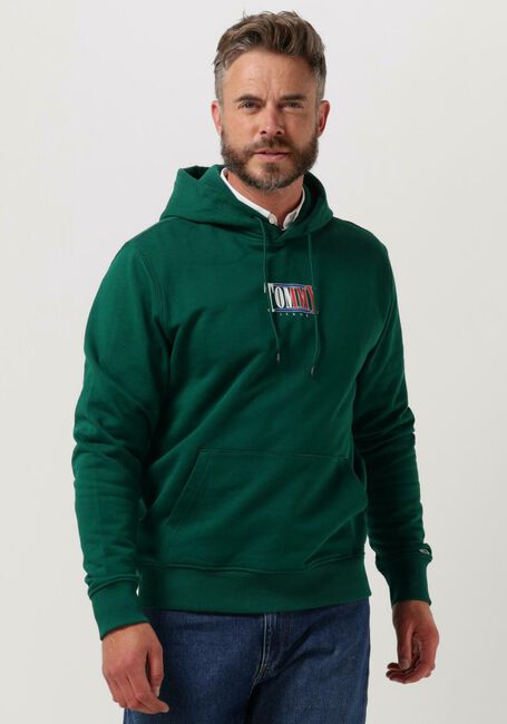 Donkergroene TOMMY JEANS Sweater TJM REG ESSENTIAL GRAPHIC HOODIE - large