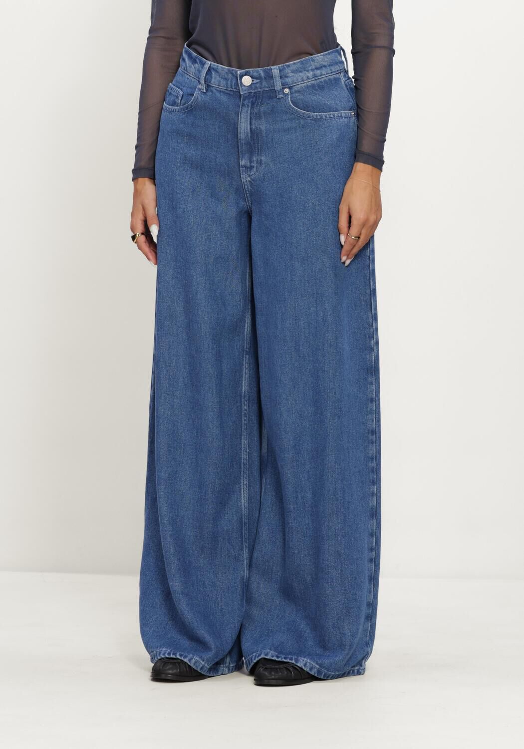 Blauwe MSCH COPENHAGEN Wide jeans MSCHAGO RUE WIDE PANTS - large