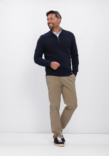 PROFUOMO Pull PULLOVER HALF ZIP TWINKLE SLUB Bleu fonc&eacute; - large