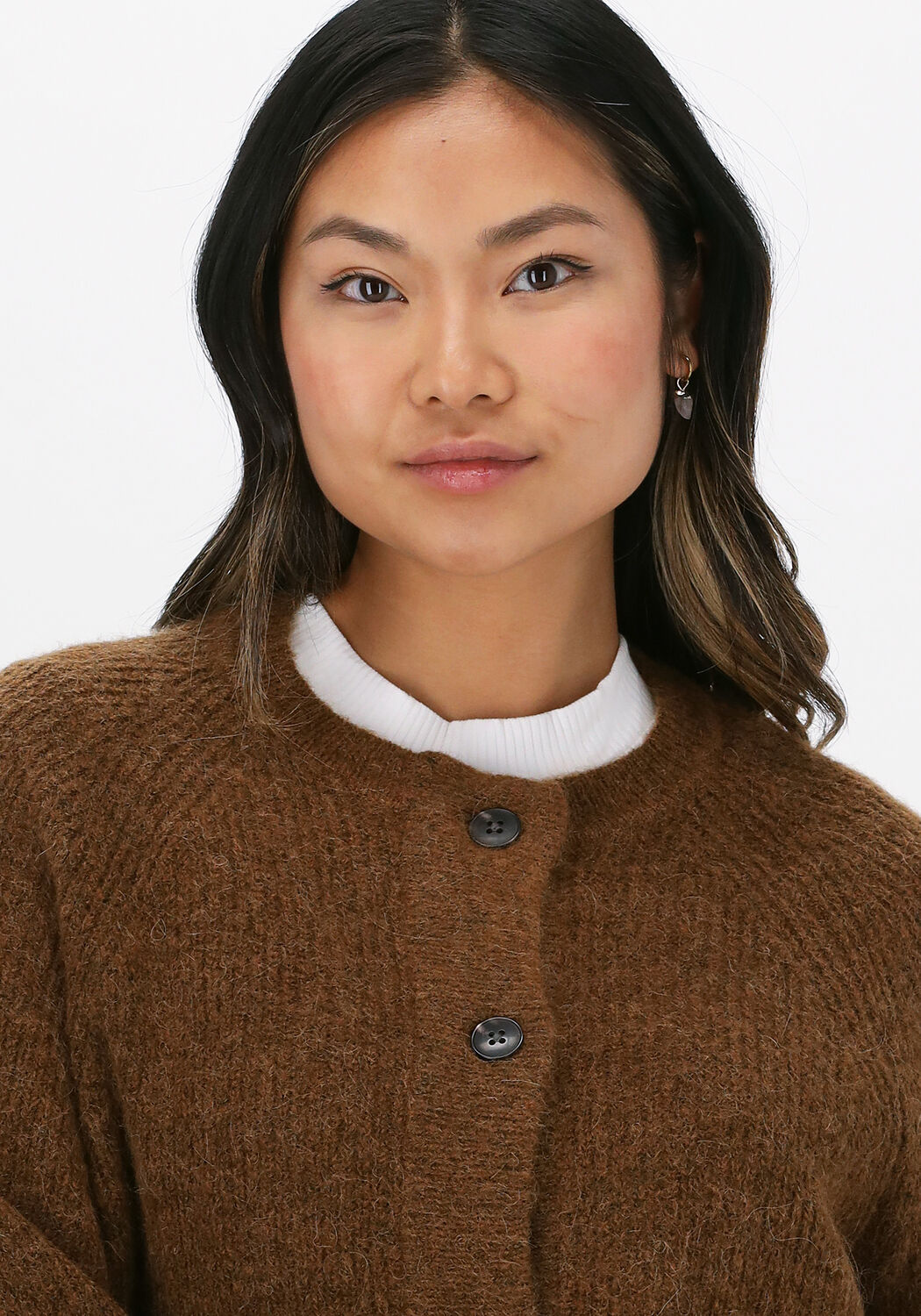 Bruine SELECTED FEMME Vest SLFLULU LS KNIT SHORT CARDIGAN Omoda