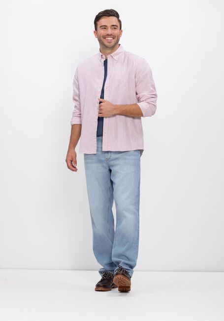 LES DEUX Chemise d&eacute;contract&eacute; KONRAD STRIPE COTTON LINEN SHIRT en rose - large