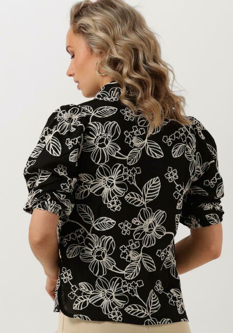 JANSEN AMSTERDAM WGE722 EMBROIDERED BLOUSE 3/4 PUFFED SLEEVE Blouses en noir - large