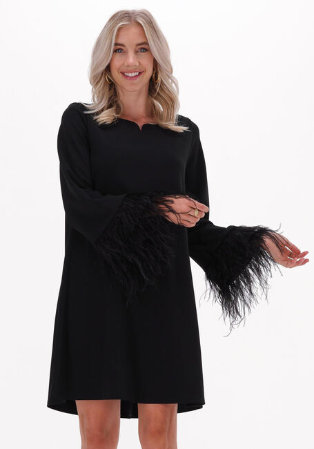Zwarte ANA ALCAZAR Midi jurk FEATHERS REACH COMPLIANT | Omoda