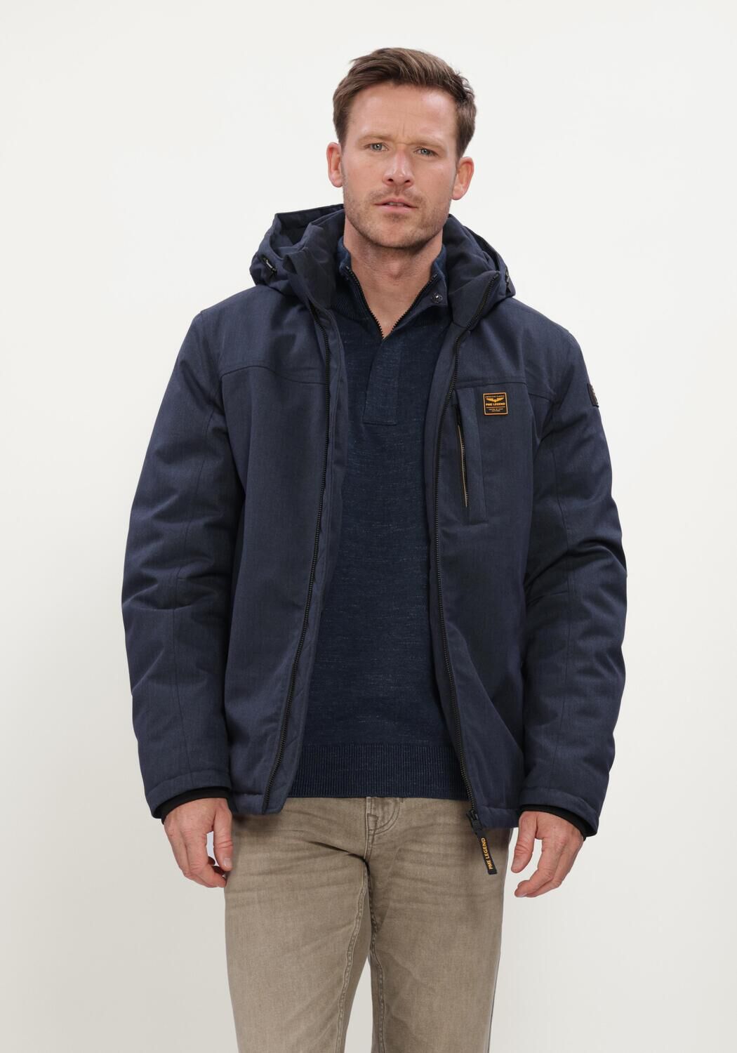 PME LEGEND Jack SEMI LONG JACKET STRATOR MELANGE TWILL Bleu fonc&eacute; - large