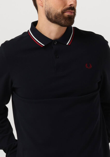 FRED PERRY Polo TWIN TIPPED FRED PERRY SHIRT LONG SLEEVE Bleu foncé - large